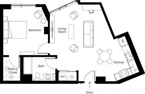 a black and white plan of a city street withlines of buildings